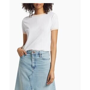 FRAME Denim Vintage Baby Ringer Tee White L
